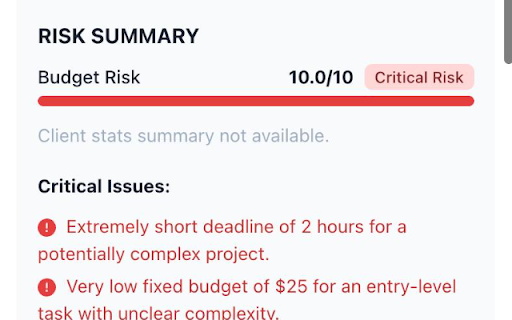 ToxiGuard — AI job analyzer for Upwork scams from Chrome web store to be run with OffiDocs Chromium online ToxiGuard — AI job analyzer for Upwork scams from Chrome web store to be run with OffiDocs Chromium online