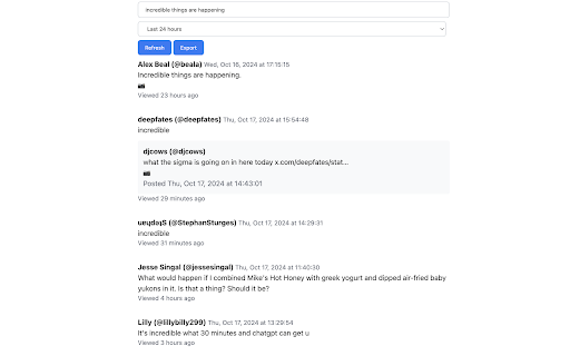 Tweet Saver from Chrome web store to be run with OffiDocs Chromium online Tweet Saver from Chrome web store to be run with OffiDocs Chromium online