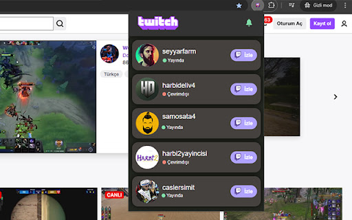 Twitch Yayıncıları from Chrome web store to be run with OffiDocs Chromium online Twitch Yayıncıları from Chrome web store to be run with OffiDocs Chromium online