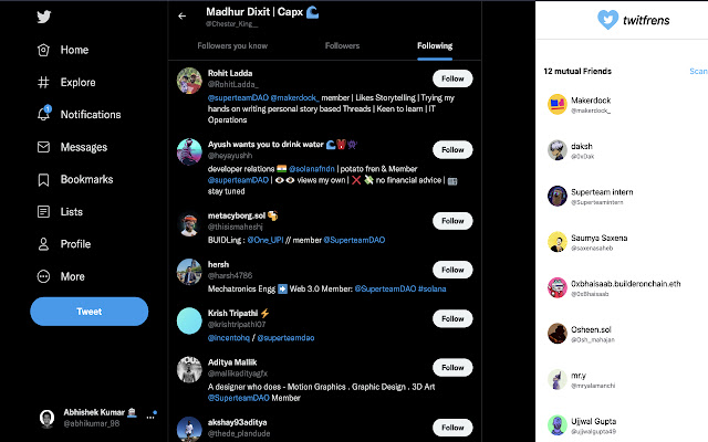 TwitFrens from Chrome web store to be run with OffiDocs Chromium online TwitFrens from Chrome web store to be run with OffiDocs Chromium online