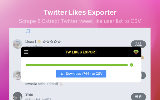 TwLikesExport X/Twitter Likes Export from Chrome web store to be run with OffiDocs Chromium online TwLikesExport X/Twitter Likes Export from Chrome web store to be run with OffiDocs Chromium online