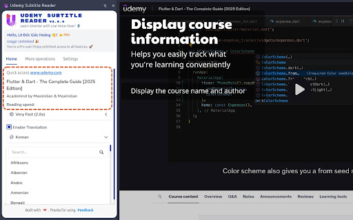 Udemy Subtitle Reader from Chrome web store to be run with OffiDocs Chromium online Udemy Subtitle Reader from Chrome web store to be run with OffiDocs Chromium online