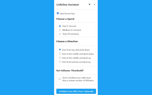 Unfollow Assistant from Chrome web store to be run with OffiDocs Chromium online Unfollow Assistant from Chrome web store to be run with OffiDocs Chromium online