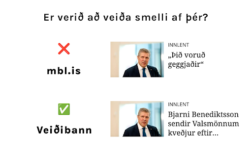 Veiðibann from Chrome web store to be run with OffiDocs Chromium online Veiðibann from Chrome web store to be run with OffiDocs Chromium online