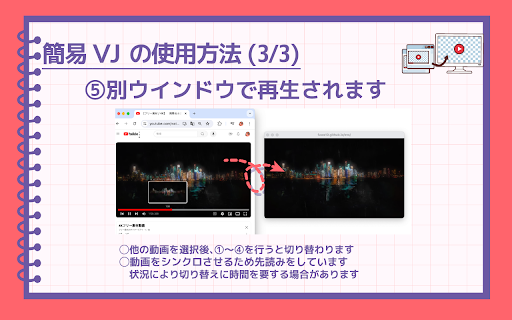 簡易VJアプリ from Chrome web store to be run with OffiDocs Chromium online 簡易VJアプリ from Chrome web store to be run with OffiDocs Chromium online