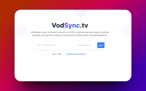 VodSync.tv Twitch Player Extension from Chrome web store to be run with OffiDocs Chromium online VodSync.tv Twitch Player Extension from Chrome web store to be run with OffiDocs Chromium online