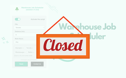 Warehouse Job Scheduler from Chrome web store to be run with OffiDocs Chromium online Warehouse Job Scheduler from Chrome web store to be run with OffiDocs Chromium online
