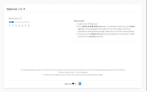 Watchlist LIVE from Chrome web store to be run with OffiDocs Chromium online Watchlist LIVE from Chrome web store to be run with OffiDocs Chromium online