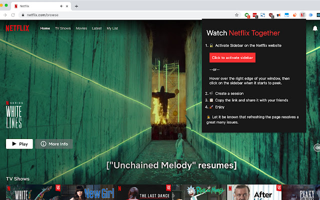 Watch Netflix Together from Chrome web store to be run with OffiDocs Chromium online Watch Netflix Together from Chrome web store to be run with OffiDocs Chromium online