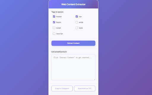 Web Content Extractor from Chrome web store to be run with OffiDocs Chromium online Web Content Extractor from Chrome web store to be run with OffiDocs Chromium online