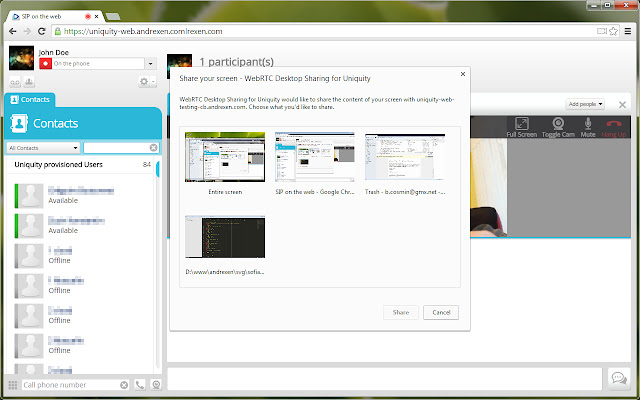 WebRTC Desktop Sharing for Uniquity from Chrome web store to be run with OffiDocs Chromium online WebRTC Desktop Sharing for Uniquity from Chrome web store to be run with OffiDocs Chromium online