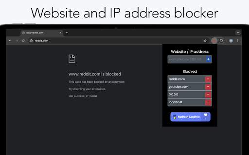 Website and IP address blocker from Chrome web store to be run with OffiDocs Chromium online Website and IP address blocker from Chrome web store to be run with OffiDocs Chromium online