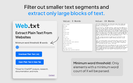Web.txt | Convert Webpages to Plain Text (.txt) from Chrome web store to be run with OffiDocs Chromium online Web.txt | Convert Webpages to Plain Text (.txt) from Chrome web store to be run with OffiDocs Chromium online