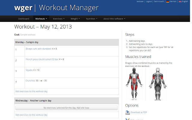 wger Workout Manager from Chrome web store to be run with OffiDocs Chromium online wger Workout Manager from Chrome web store to be run with OffiDocs Chromium online