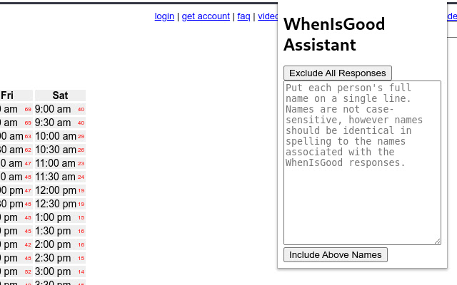 WhenIsGood Assistant from Chrome web store to be run with OffiDocs Chromium online WhenIsGood Assistant from Chrome web store to be run with OffiDocs Chromium online
