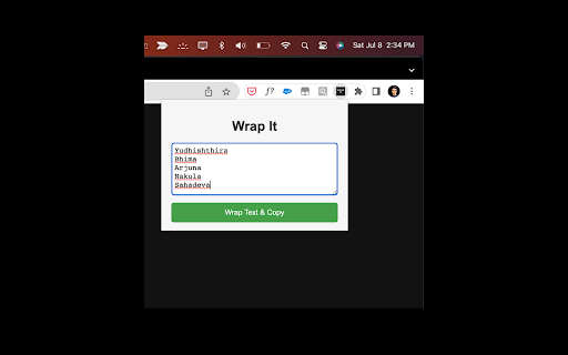 Wrap It from Chrome web store to be run with OffiDocs Chromium online Wrap It from Chrome web store to be run with OffiDocs Chromium online