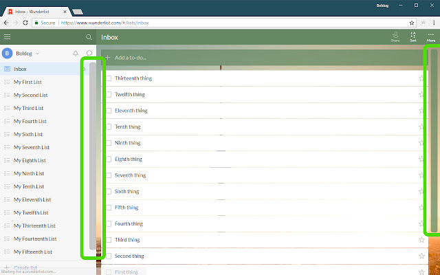 Wunderlist Scrollbar Embiggener from Chrome web store to be run with OffiDocs Chromium online Wunderlist Scrollbar Embiggener from Chrome web store to be run with OffiDocs Chromium online