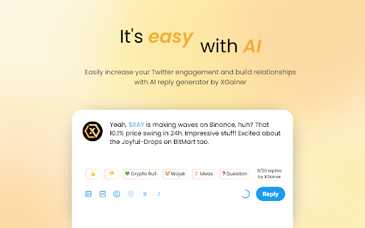 XGainer | Web3 for Twitter from Chrome web store to be run with OffiDocs Chromium online XGainer | Web3 for Twitter from Chrome web store to be run with OffiDocs Chromium online