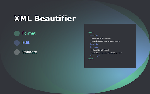 XML Beautifier from Chrome web store to be run with OffiDocs Chromium online XML Beautifier from Chrome web store to be run with OffiDocs Chromium online