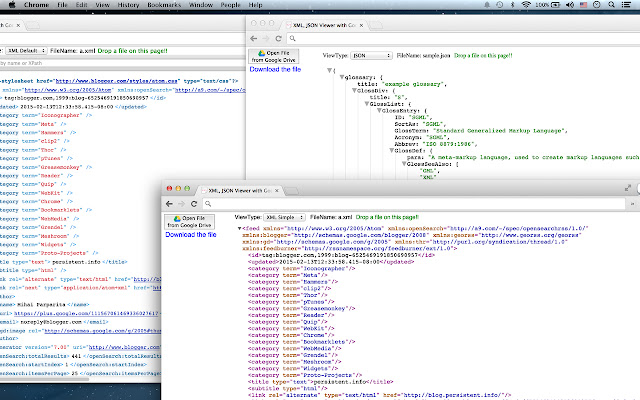 XML, JSON Viewer with Drive from Chrome web store to be run with OffiDocs Chromium online XML, JSON Viewer with Drive from Chrome web store to be run with OffiDocs Chromium online