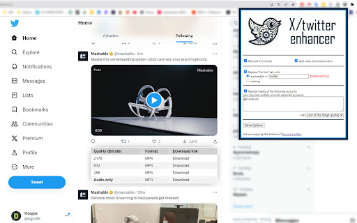 X/Twitter Enhancer from Chrome web store to be run with OffiDocs Chromium online X/Twitter Enhancer from Chrome web store to be run with OffiDocs Chromium online