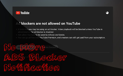 YouTube AdBlock Notification Blocker from Chrome web store to be run with OffiDocs Chromium online YouTube AdBlock Notification Blocker from Chrome web store to be run with OffiDocs Chromium online