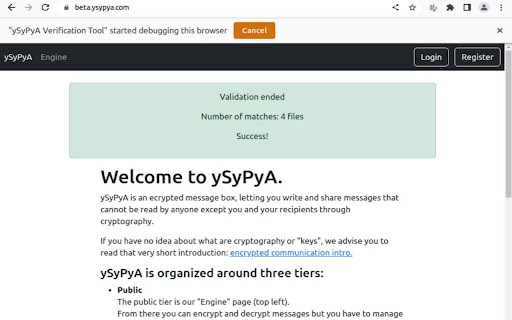 ySyPyA Verification Tool from Chrome web store to be run with OffiDocs Chromium online ySyPyA Verification Tool from Chrome web store to be run with OffiDocs Chromium online