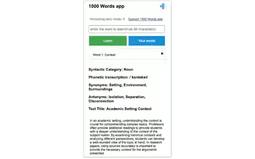 1000 Words from Chrome web store to be run with OffiDocs Chromium online 1000 Words from Chrome web store to be run with OffiDocs Chromium online