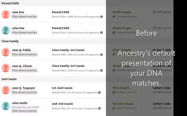 AncestryDNA Match Filter from Chrome web store to be run with OffiDocs Chromium online AncestryDNA Match Filter from Chrome web store to be run with OffiDocs Chromium online