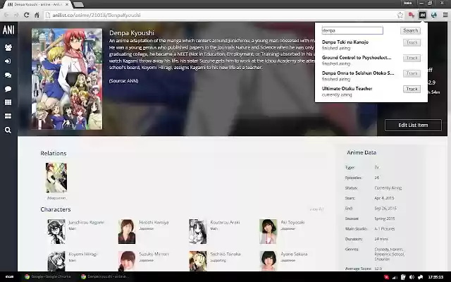 AniStatus from Chrome web store to be run with OffiDocs Chromium online AniStatus from Chrome web store to be run with OffiDocs Chromium online