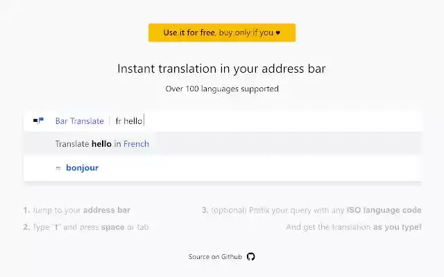 Bar Translate from Chrome web store to be run with OffiDocs Chromium online Bar Translate from Chrome web store to be run with OffiDocs Chromium online