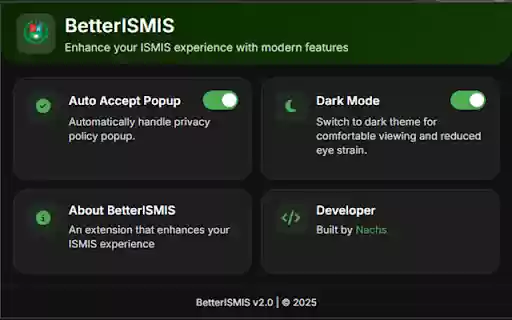 BetterISMIS from Chrome web store to be run with OffiDocs Chromium online BetterISMIS from Chrome web store to be run with OffiDocs Chromium online