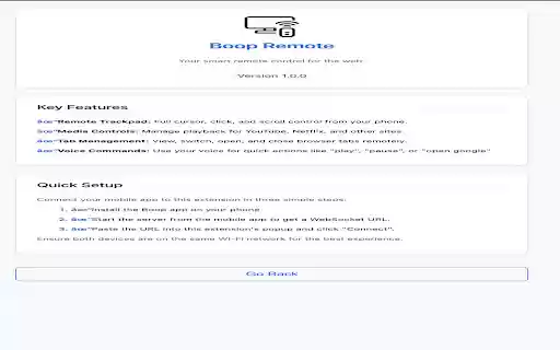 Boop Remote from Chrome web store to be run with OffiDocs Chromium online Boop Remote from Chrome web store to be run with OffiDocs Chromium online