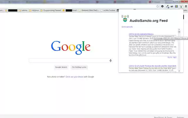 Catholic Sermons: AudioSancto Feed from Chrome web store to be run with OffiDocs Chromium online Catholic Sermons: AudioSancto Feed from Chrome web store to be run with OffiDocs Chromium online