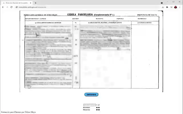 Cédulas Parcelarias Inmuebles Salta from Chrome web store to be run with OffiDocs Chromium online Cédulas Parcelarias Inmuebles Salta from Chrome web store to be run with OffiDocs Chromium online