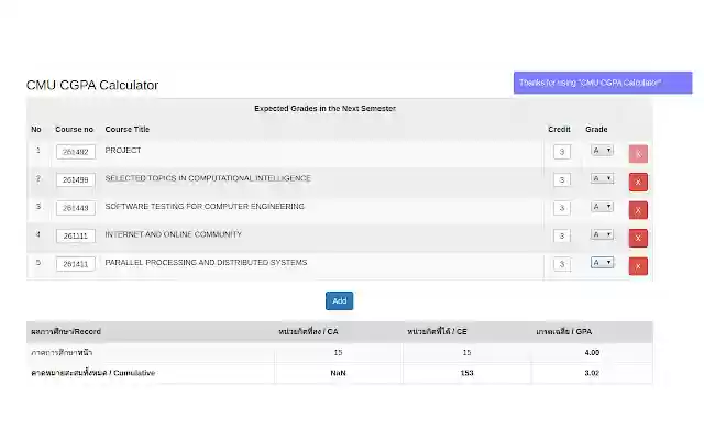 CMU Cumulative GPA Calculator from Chrome web store to be run with OffiDocs Chromium online CMU Cumulative GPA Calculator from Chrome web store to be run with OffiDocs Chromium online