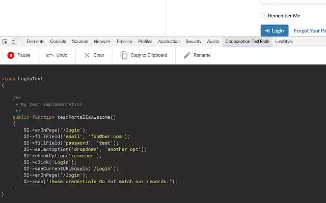 Codeception TestTools from Chrome web store to be run with OffiDocs Chromium online Codeception TestTools from Chrome web store to be run with OffiDocs Chromium online