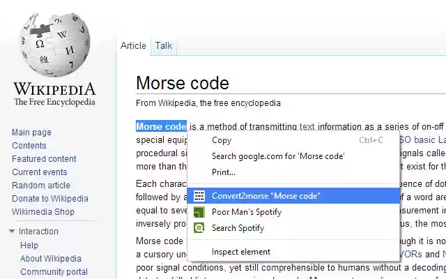 Convert2morse from Chrome web store to be run with OffiDocs Chromium online Convert2morse from Chrome web store to be run with OffiDocs Chromium online