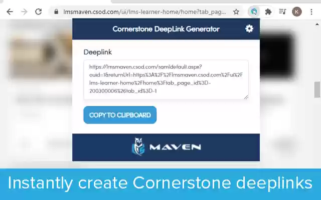 Cornerstone DeepLink Generator from Chrome web store to be run with OffiDocs Chromium online Cornerstone DeepLink Generator from Chrome web store to be run with OffiDocs Chromium online