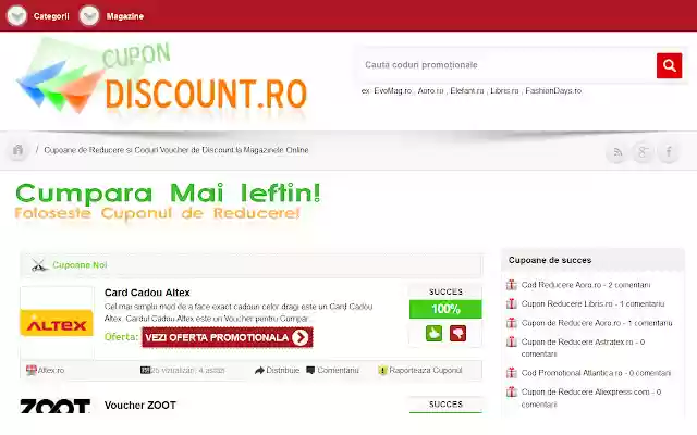 Cupoane de Reducere si Coduri Pentru Discount from Chrome web store to be run with OffiDocs Chromium online Cupoane de Reducere si Coduri Pentru Discount from Chrome web store to be run with OffiDocs Chromium online