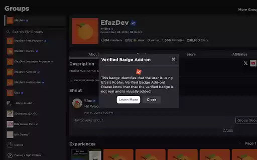 Efazs Roblox Verified Badge Add on from Chrome web store to be run with OffiDocs Chromium online Efazs Roblox Verified Badge Add on from Chrome web store to be run with OffiDocs Chromium online