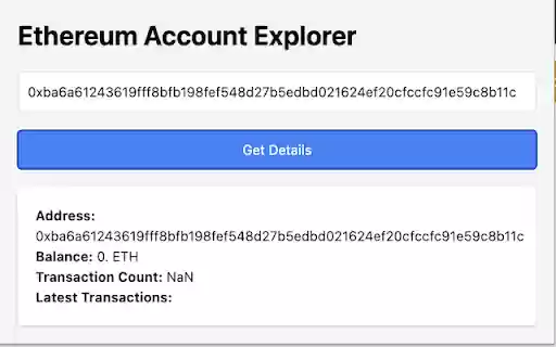 Ethereum Account Explorer from Chrome web store to be run with OffiDocs Chromium online Ethereum Account Explorer from Chrome web store to be run with OffiDocs Chromium online
