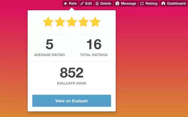 Evaluatr from Chrome web store to be run with OffiDocs Chromium online Evaluatr from Chrome web store to be run with OffiDocs Chromium online