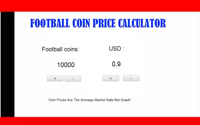 Football Coin Calculator from Chrome web store to be run with OffiDocs Chromium online Football Coin Calculator from Chrome web store to be run with OffiDocs Chromium online