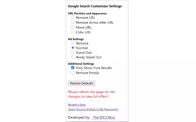 Google Search Ad Remover And Customizer from Chrome web store to be run with OffiDocs Chromium online Google Search Ad Remover And Customizer from Chrome web store to be run with OffiDocs Chromium online