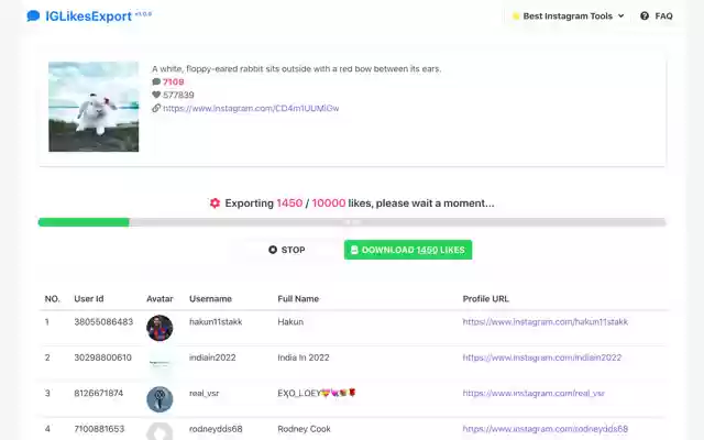 IGLikesExport Export Instagram Likes from Chrome web store to be run with OffiDocs Chromium online IGLikesExport Export Instagram Likes from Chrome web store to be run with OffiDocs Chromium online