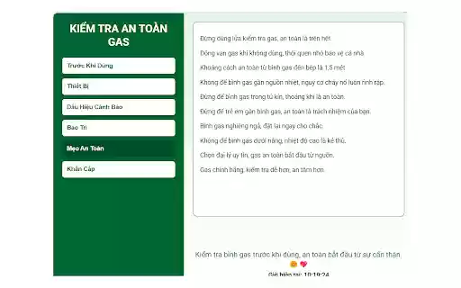 Kiểm Tra An Toàn Gas Anmy from Chrome web store to be run with OffiDocs Chromium online Kiểm Tra An Toàn Gas Anmy from Chrome web store to be run with OffiDocs Chromium online
