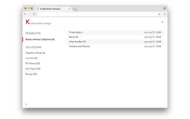 Kindle Books Manager from Chrome web store to be run with OffiDocs Chromium online Kindle Books Manager from Chrome web store to be run with OffiDocs Chromium online