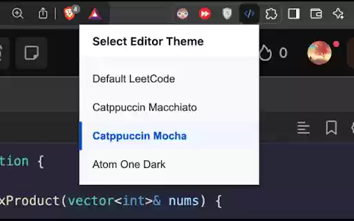 LeetCode Editor Themer from Chrome web store to be run with OffiDocs Chromium online LeetCode Editor Themer from Chrome web store to be run with OffiDocs Chromium online