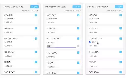 Minimal Weekly Todo from Chrome web store to be run with OffiDocs Chromium online Minimal Weekly Todo from Chrome web store to be run with OffiDocs Chromium online